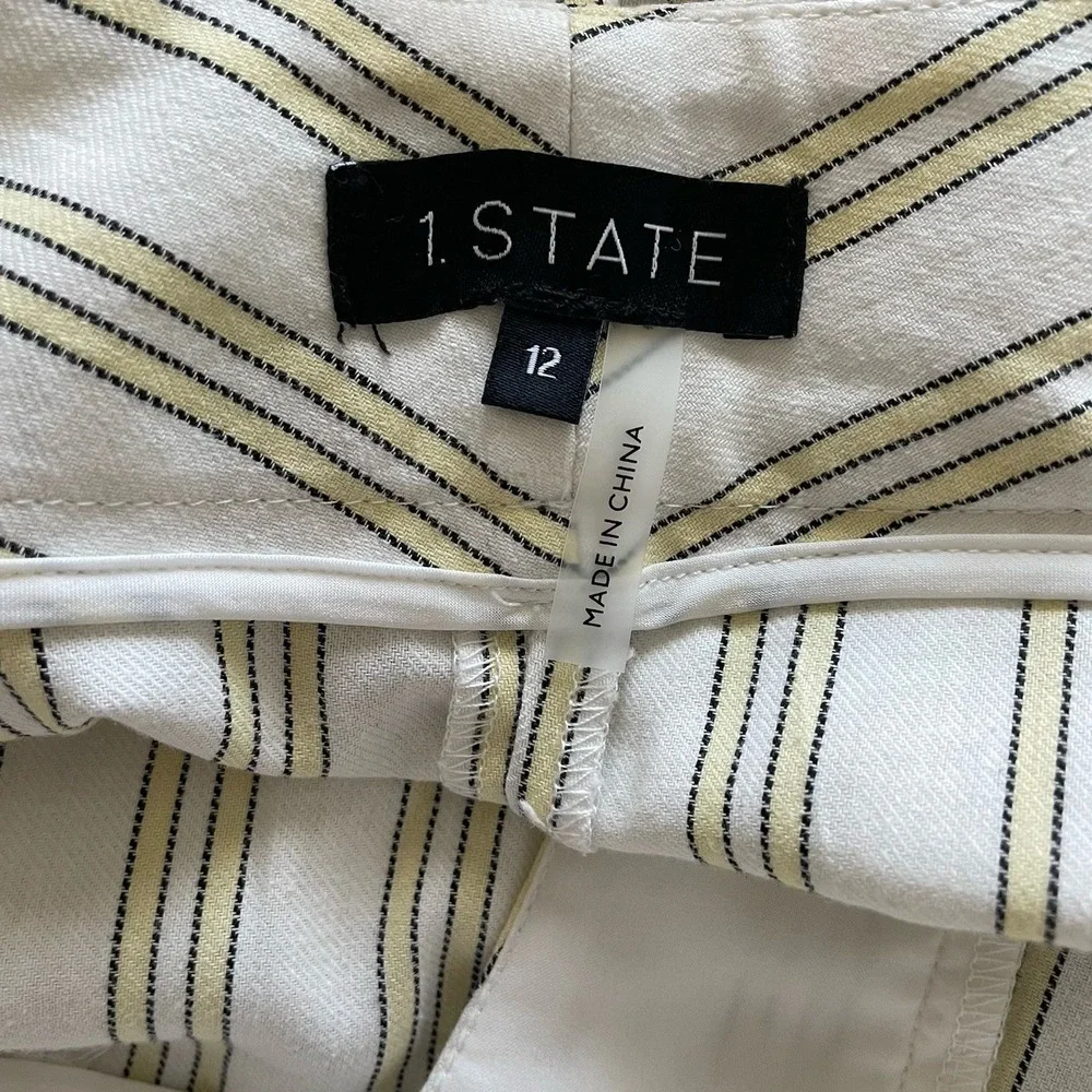 1.State Striped Tie Waist Shorts Women's 12 100% Cotton Coastal Chic Old Money - Picture 6 of 8